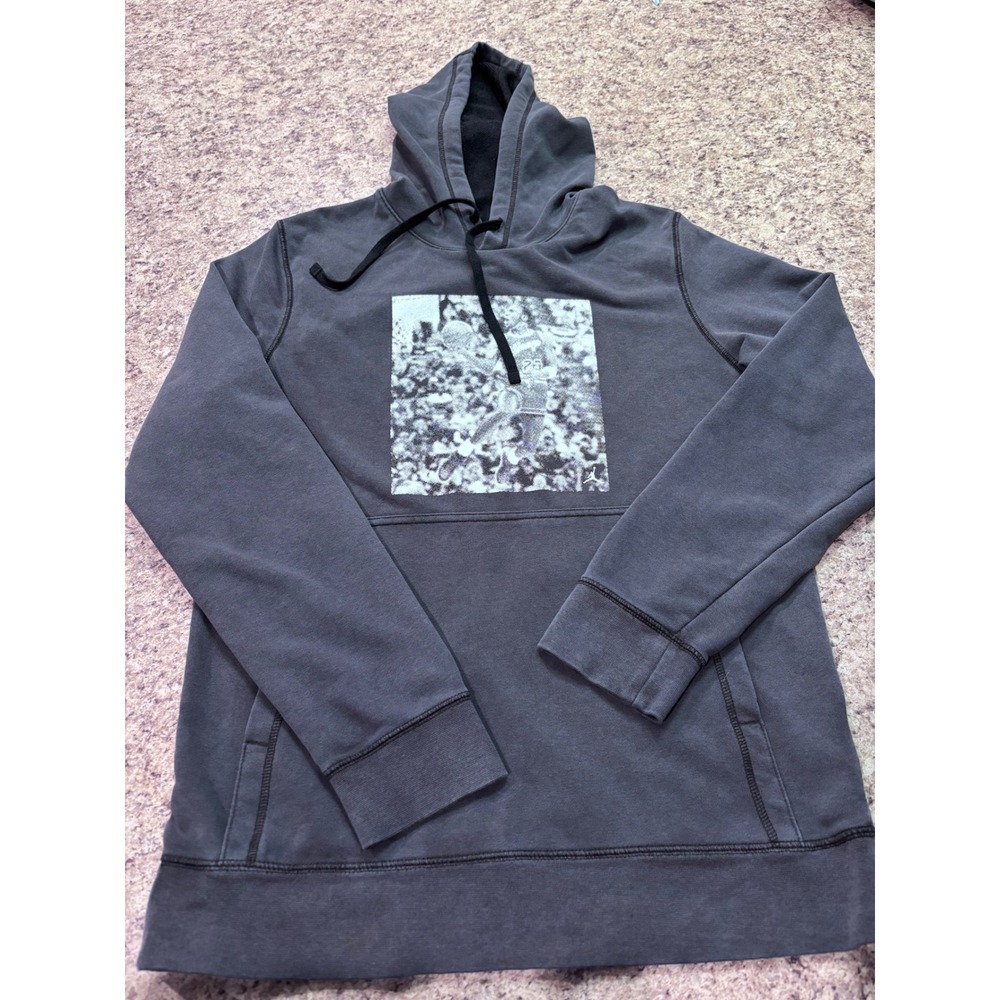 Jordan Basketball Graphic Pullover Hoodie Charcoal Grey Dri-Fit size smal
